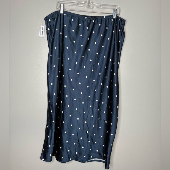 Old Navy Polka Dot Satin Midi Slip Skirt NWT - Picture 6 of 6